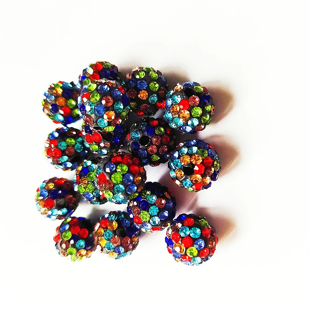 Polymer Clay Beads para DIY, 6 Linhas, Glitter Rhinestone, Bola De Vidro, Shambhala Beads, Pulseira e Colar Acessórios, AAAA Plus Qualidade, 10mm, todas as cores