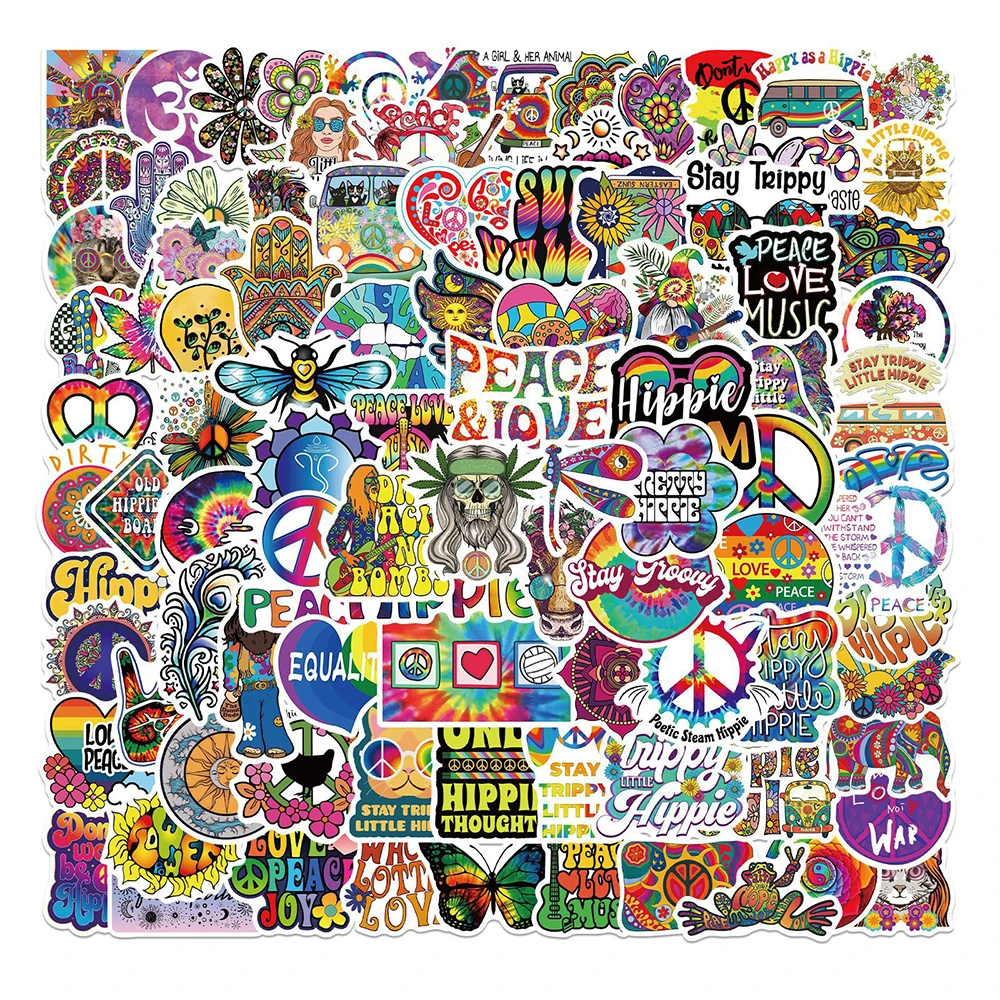 10/30/50/100PCS Retro Hippies Stickers Aesthetic Motorcycle Laptop Luggage Skateboard DIY Waterproof Sticker Decals For Kids Toy