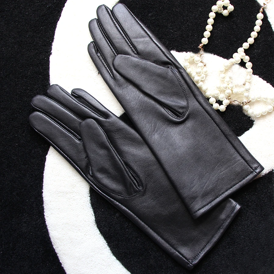 Gants d'hiver en cuir véritable pour femme, édition droite, garde au chaud, pur peau de mouton, isotdocument, confortable, poignet moyen, fille, 28cm