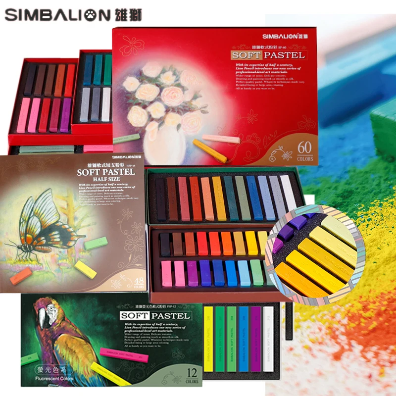 Imagem -02 - Simbalion-pastéis Macios Giz Varas Lápis de Cera Desenho Esboço Mancha Cores Sobrepostas Grafite Não Tóxico Preto Branco Pcs Conjunto