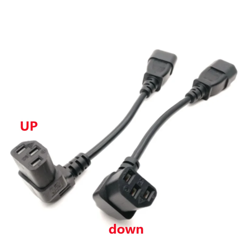 fengyidz IEC 320 C14 Male to C13 Female PLug PDU/UPS Extension Power cable Connector Up/Down 90 degrees right angle 1 pcs