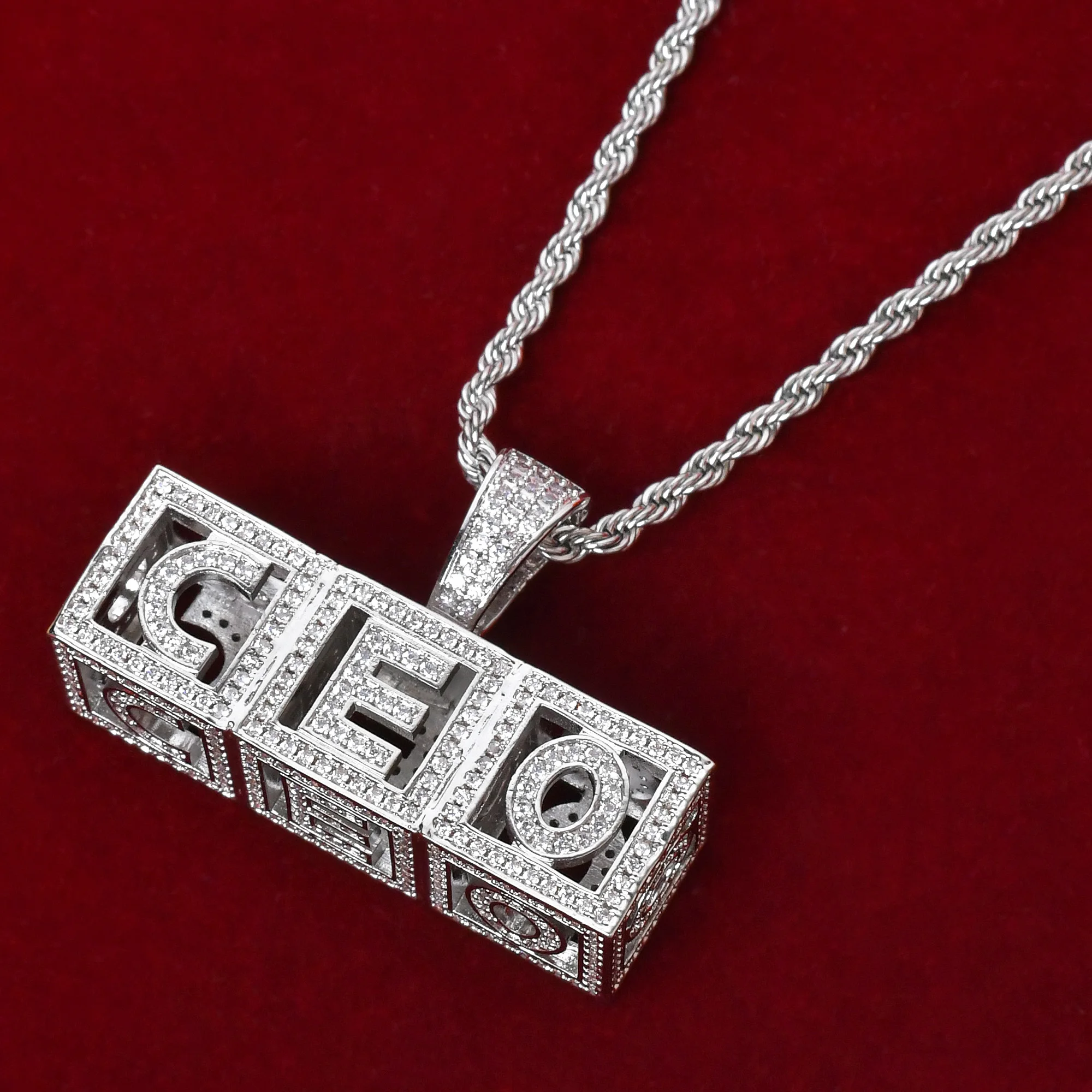 No Chain Custom Name Dice Letter Necklace for Men 24K Real Gold Color Plated Hip Hop Rock Street Jewelry