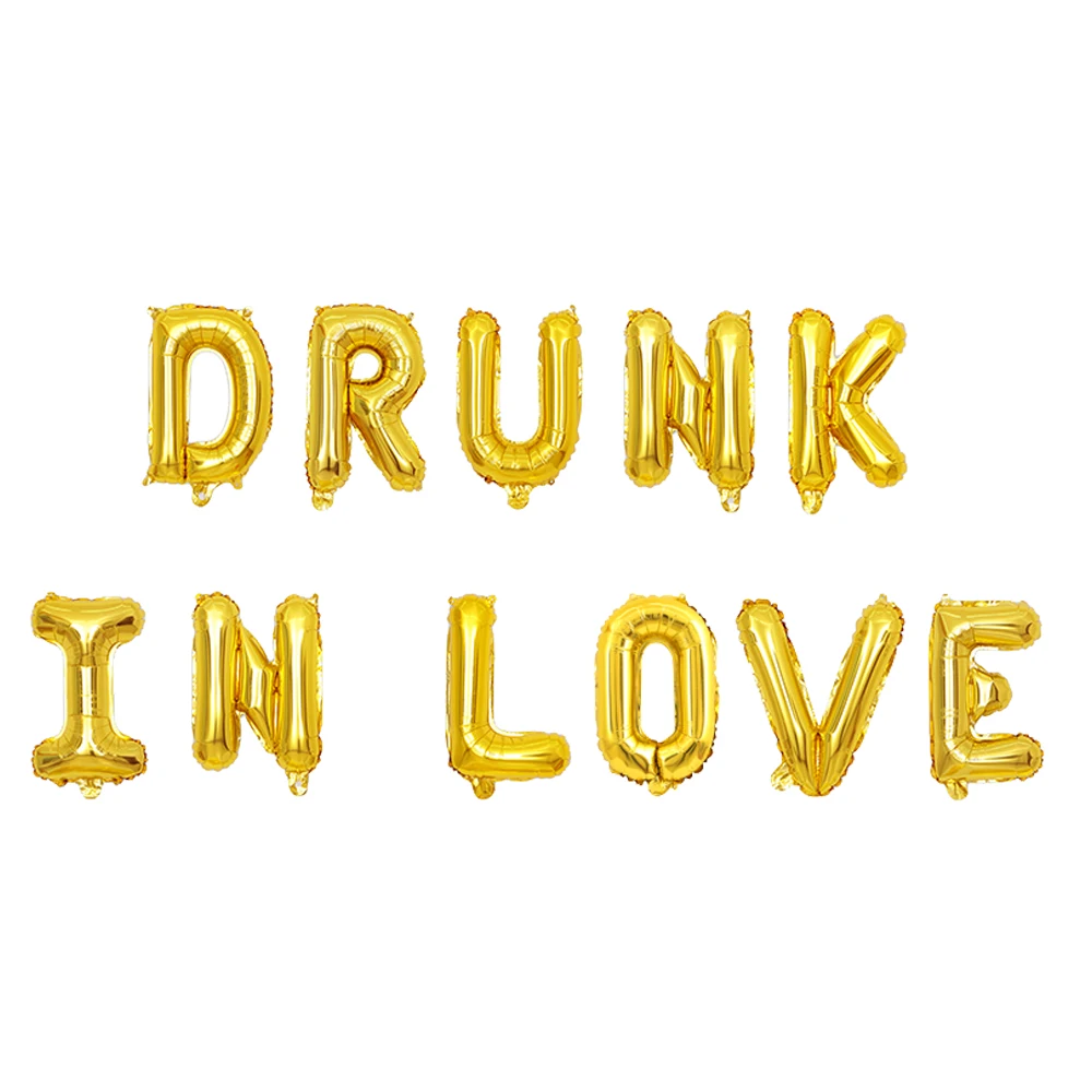 1set 16 inch Rose Gold Drunk in Love Balloons Banner Foil Letters Balloon Bachelorette Party Wedding Bridal Shower Decorations