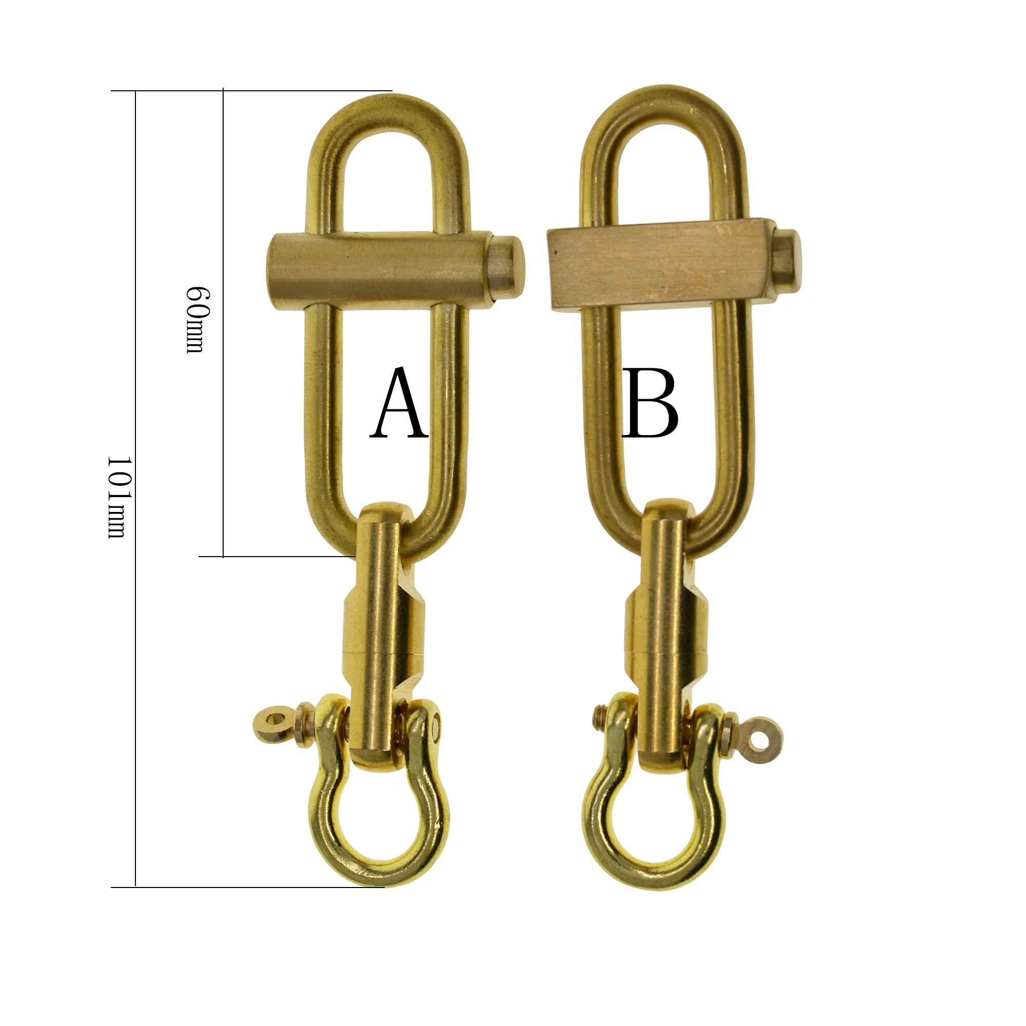 Super fine Heavy duty Solid brass Oval round snap slide lock Carabiner screw shackle swivel connector FOB EDC car key holder