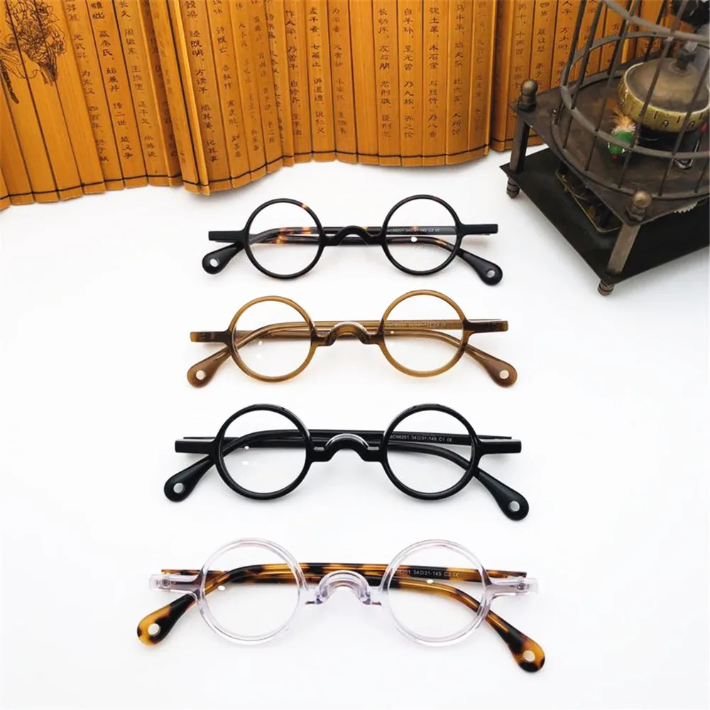 BETSION Glasses Round Vintage Small Eyeglass Frames Acetate Full Rim Hand Made Men Women Optical Prescription Eyeglass Eyewear