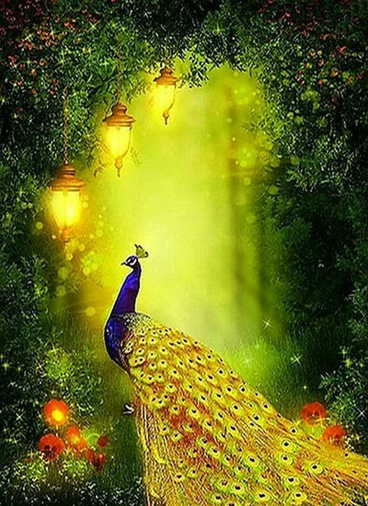 

JMINE Div 5D Magic Forest Peacock Full Diamond Painting cross stitch kits art High Quality Animal 3D paint by diamonds