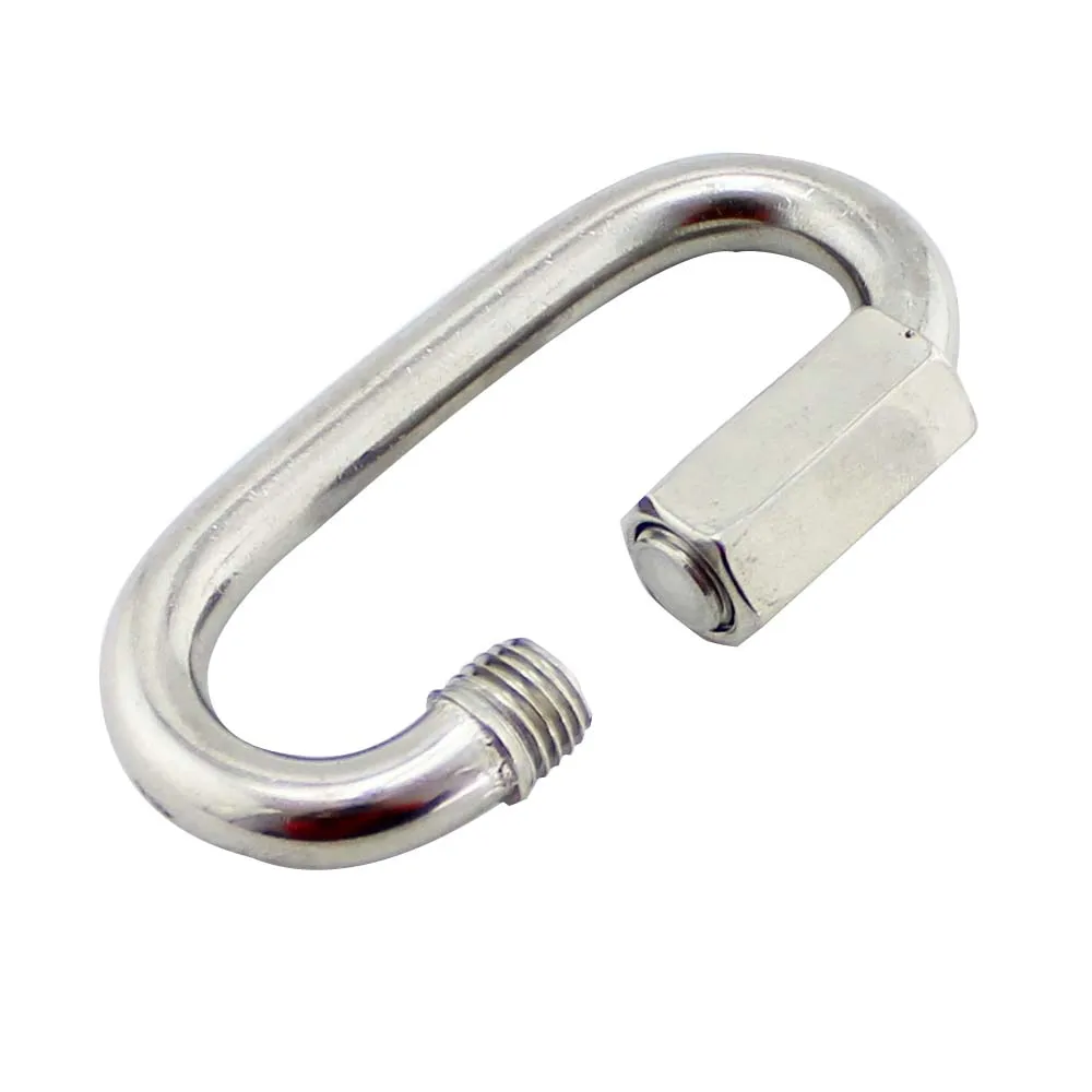 304 Stainless Steel Carabiner Quick Oval Screwlock Link Lock Ring Hook M4 5PCS