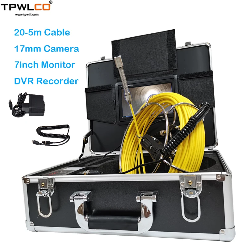 

TPWLCO 17mm Pipe Sewer Inspection Video Camera Support DVR 20-50m Cable Industrial Endoscope System With 7inch 1000TVL Screen