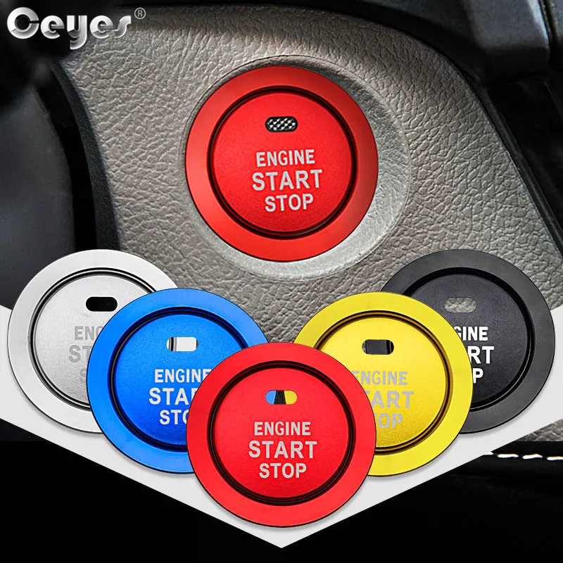 Ceyes Car Styling For Toyota Corolla Camry Rav4 Yaris CHR Prius Car Start Stop Engine Button Ring Circle Covers Stickers Case