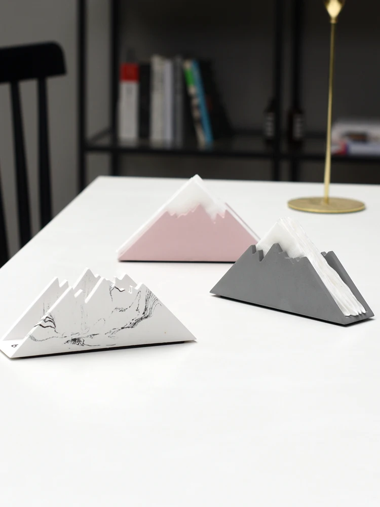 

Nordic Home Desktop Decoration Snow Mountain Shaped Cement Table Napkin Holder Tissue Holder Tissue Clip кольцо для салфеток