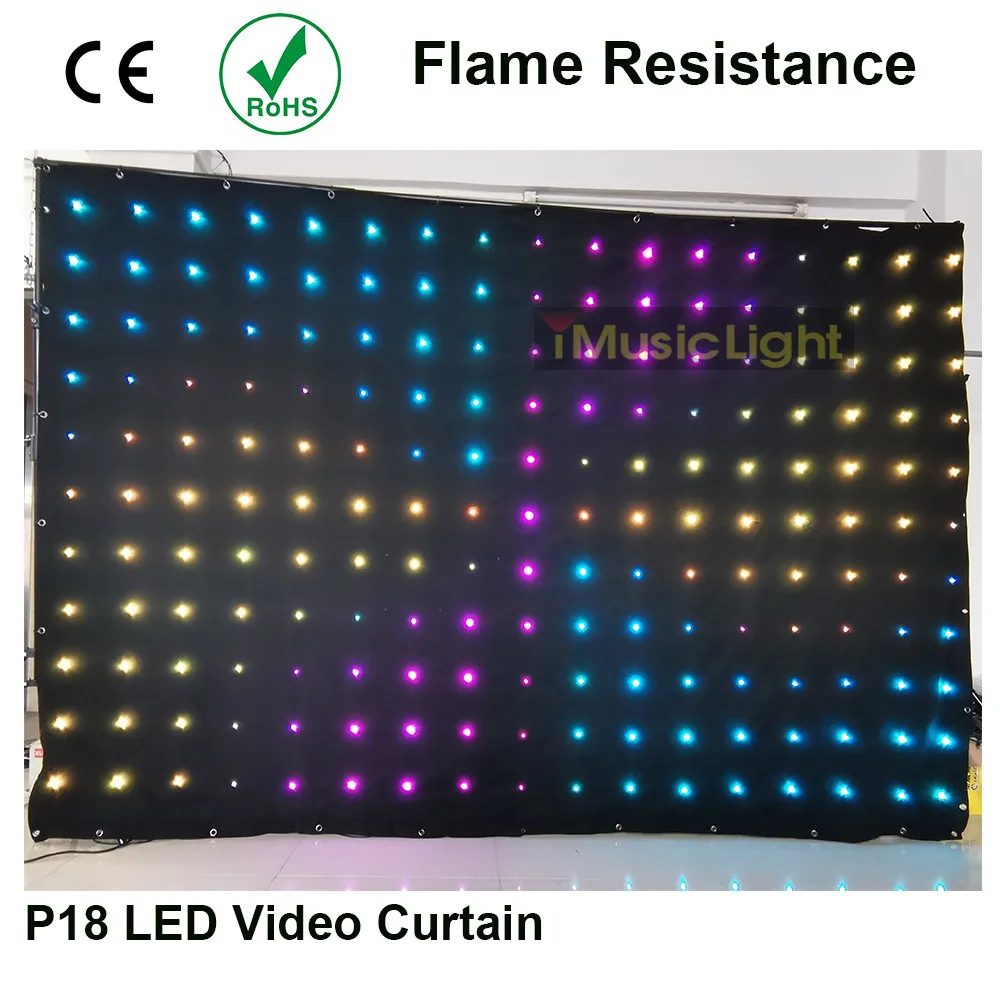 2mx3m LED Video Curtain  Star Cloth P18 Matrix DMX Backdrop Wedding Stage DJ Pub Background