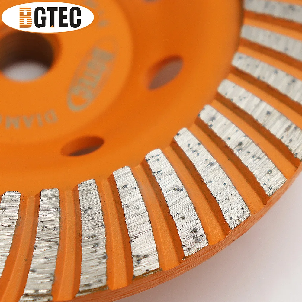 BGTEC-Diamante Turbo Row Moagem Cup Roda, M14 Rosca, Diâmetro 100, 115, 125, 180mm, Polimento, Mármore, Concreto, Granito, Moedor de discos, 1Pc