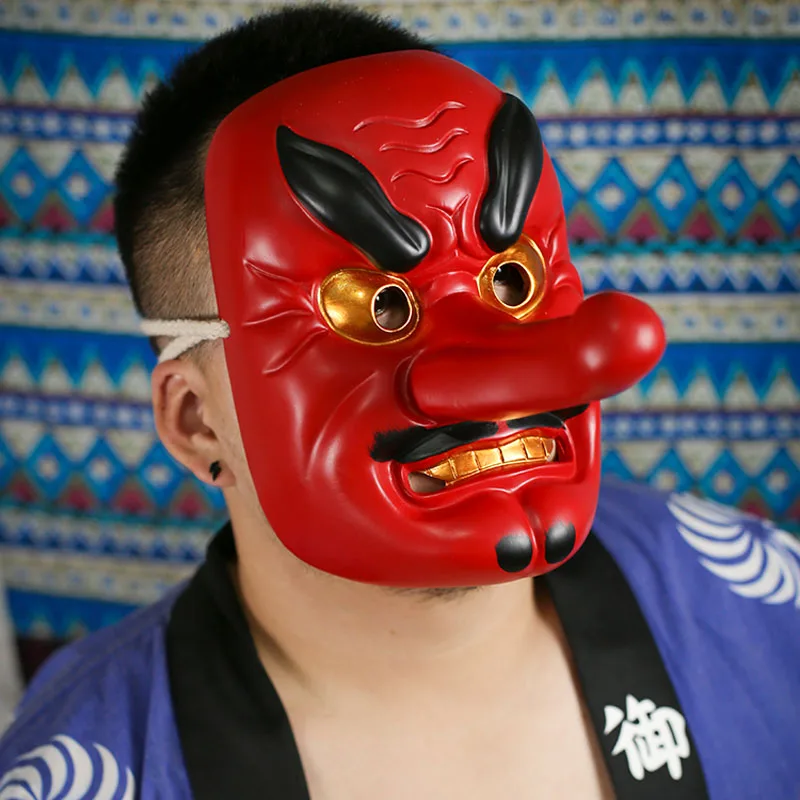 Japanese Kabuki Mask Resin Prajna Buddhism Noh Tengu Mask for Halloween Masquerade Cosplay Costumes Anime Demon Devil Masks