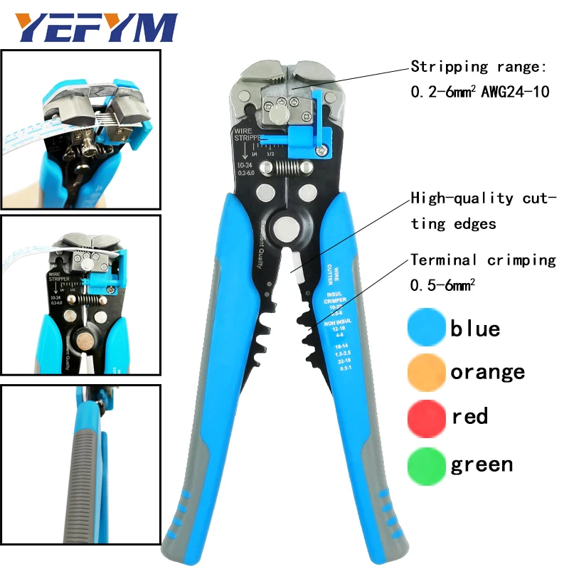 

3 in 1 Multi tool Automatic Adjustable Crimping Tool Cable Wire Stripper Cutter Peeling Pliers blue repair diagnostic-tool