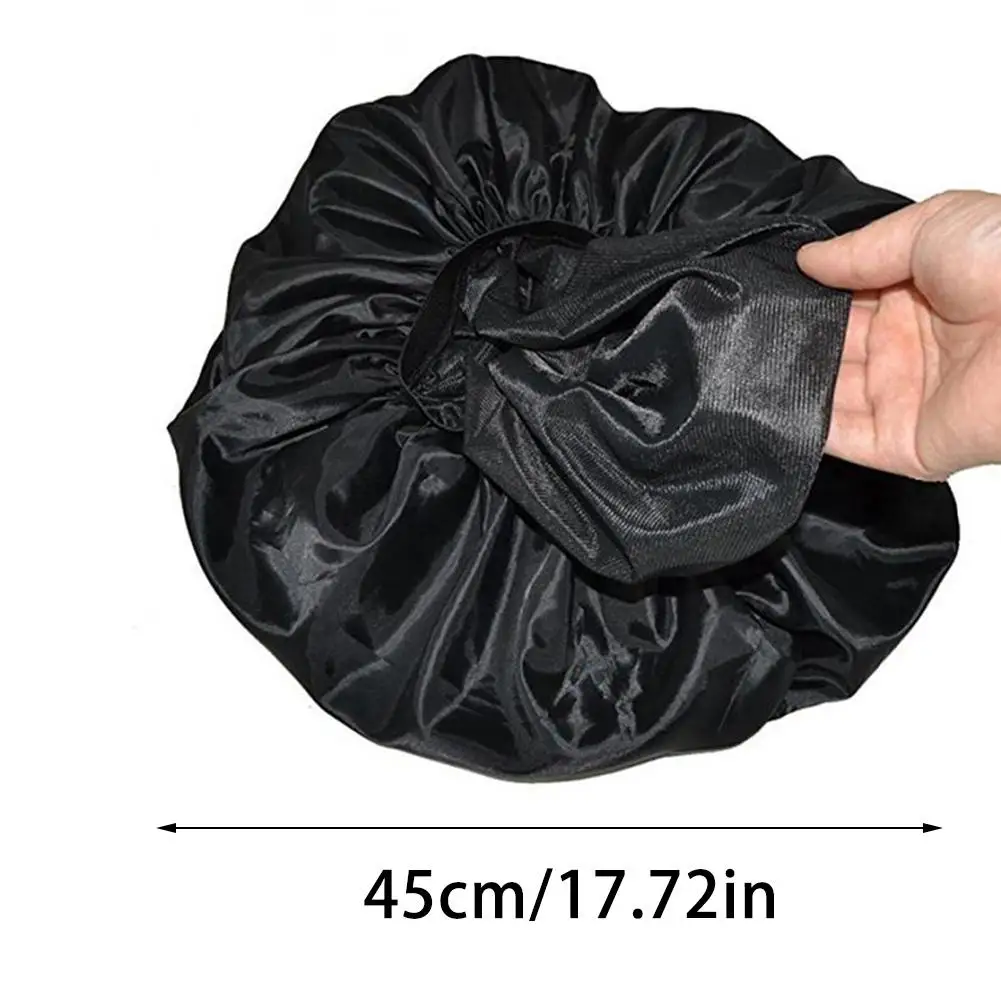 Gorro de dormir súper gigante, gorro de ducha impermeable, protege el cabello, gorro grande de seda satinada, banda elástica Premium de tela lujosa para mujer