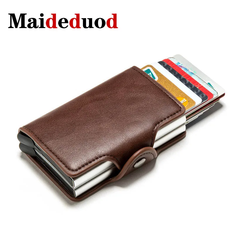 

Maideduod, Новый Винтажный деловой кошелек из алюминия с двумя отделениями для карт 2020, металлический чехол для ID, кредитных карт держатель для карт s с RFID-защитой, держатель для карт