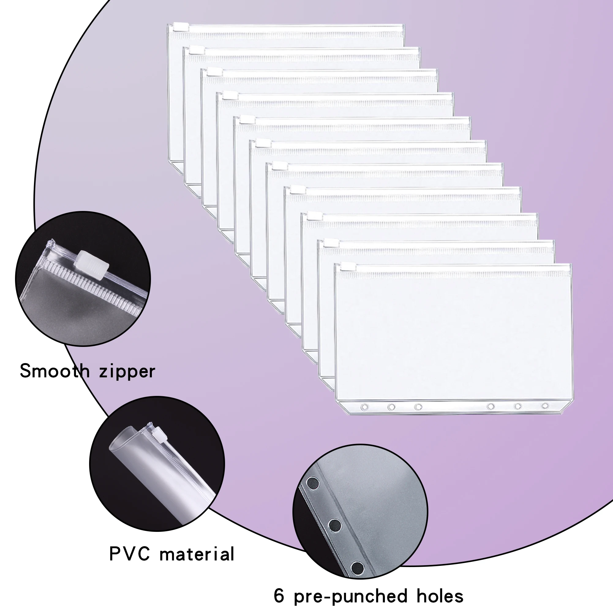 A5 A6 Laser Binder Budget Planner Refillable Notebook Covers 6 Holes Binder Pockets PVC Zipper Money Saving Envelope Budget