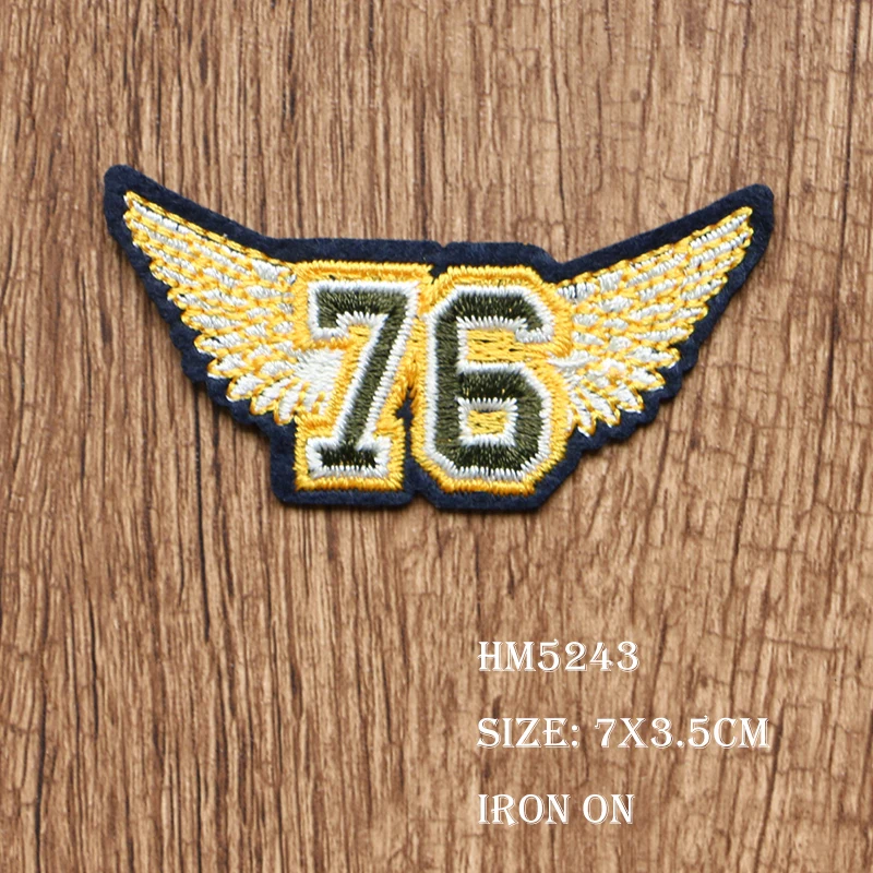 Round Aircraft Cross Crown Spider Numbers 36 76 Icon Embroidered Applique Patches for Clothing DIY Sew up Badge on the Backpack