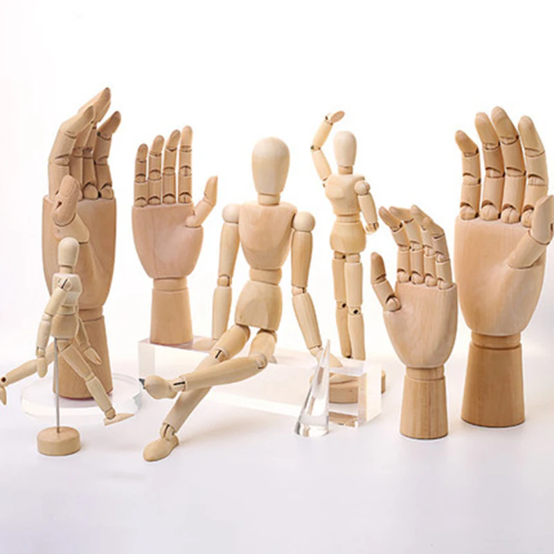 Mannequin Puppet Movable Joint Wood Man Wooden Hands Decorative Model Art Painting Model Drawing Model Art Sketch Handcrafts