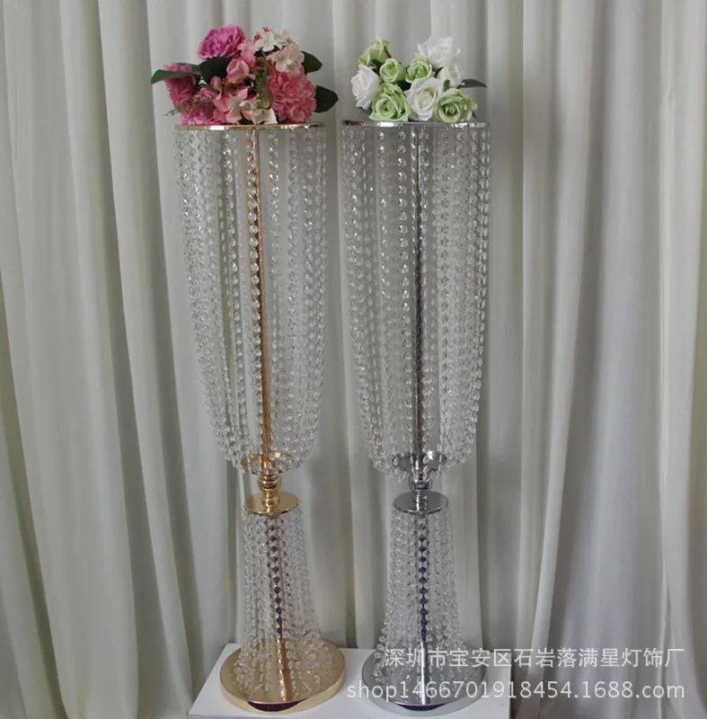 Imagem -02 - Ouro Vasos para Centerpieces Alto Cristal Metal Vaso Flower Stand Titulares Wedding Centerpiece Lustre para Recepti 2375