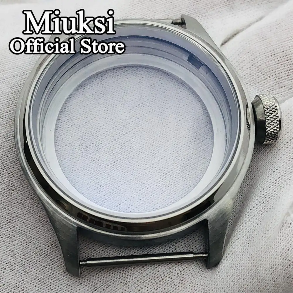 Miuksi 47mm silver brushed stainless steel case fit ETA 6497 6498 Seagull ST3600/ST3620 hand winding movement