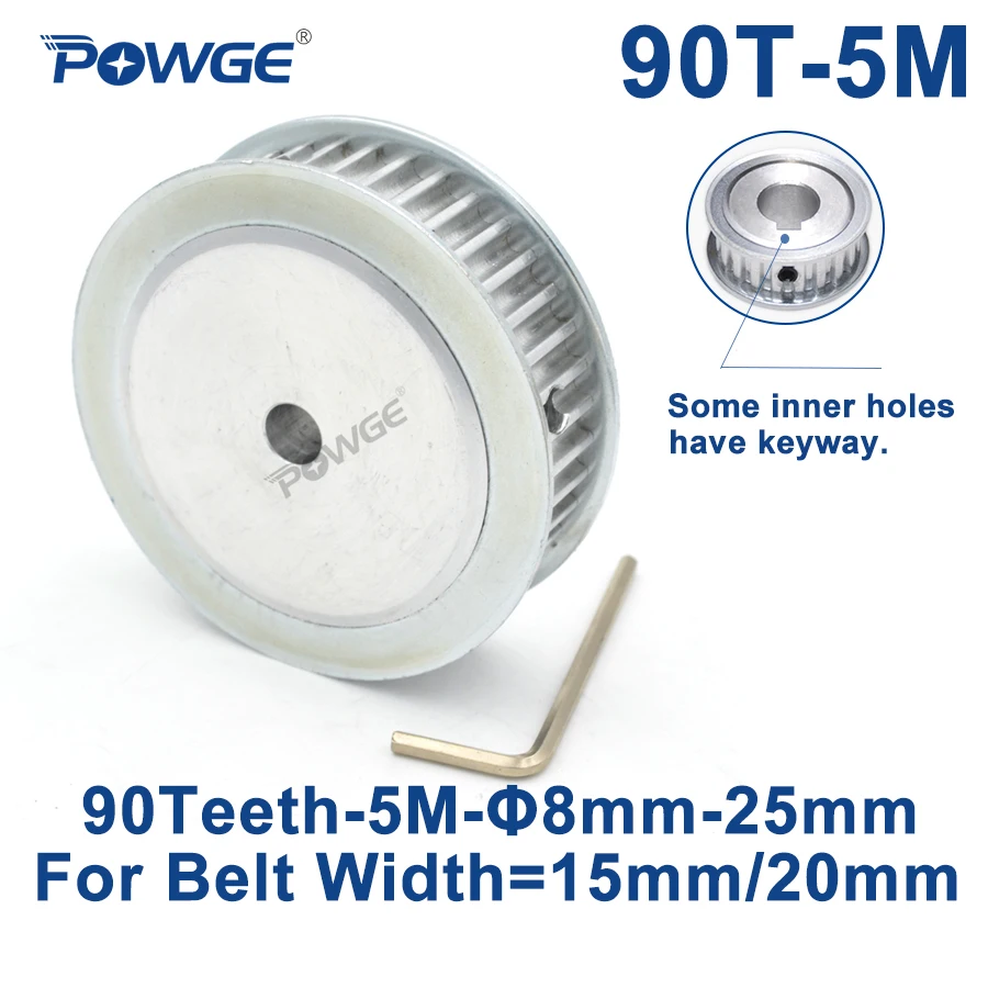 

POWGE 90 Teeth HTD 5M Synchronous Timing Pulley Bore 8/10/12/15/16/17/19/20/25mm for Width 15/20mm HTD5M wheel Gear 90Teeth 90T