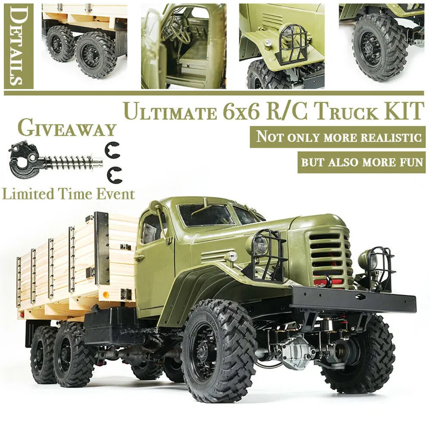 Kingkong RC CAR 1/12 Scale CA30/ZISL-151 6x6 Soviet Truck with Metal Chassis KIT Set Nostalgic Father\'s Birthday Gift Present