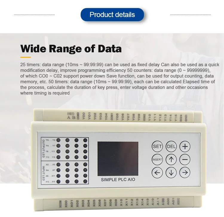 Huaqingjun PLC 16-in 16-out Relay Output Programmable Logic Controller for DC Motor