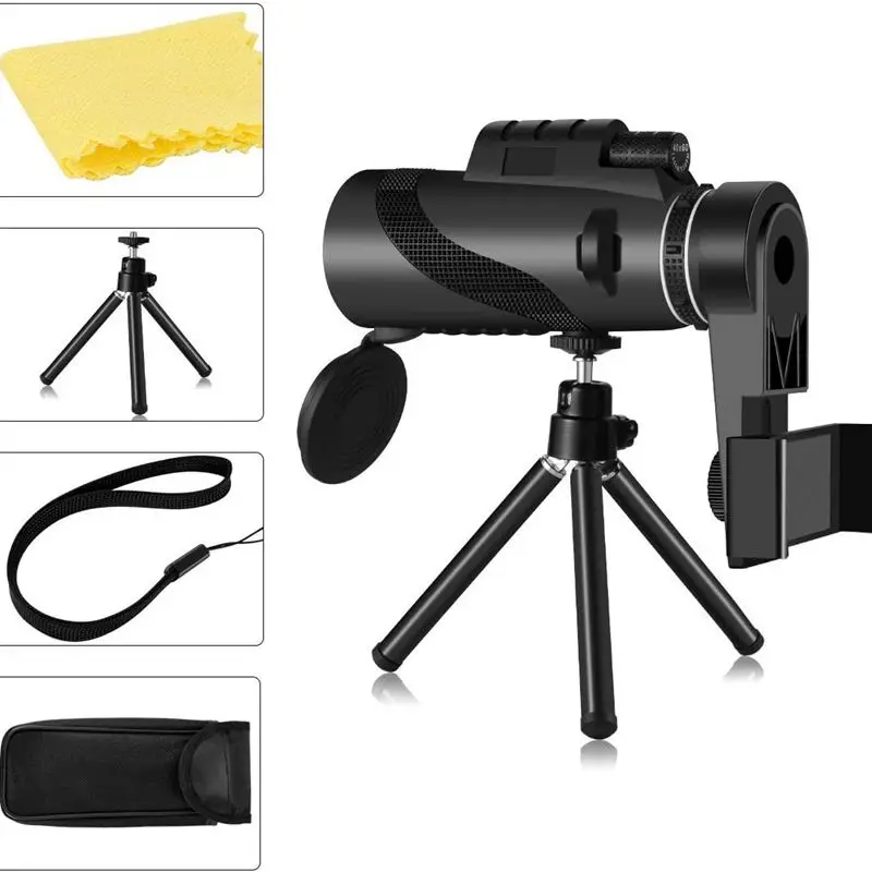 Imagem -02 - Telescópio Monocular Spyglass com Suporte Zoom de Longo Alcance Bolso Spotting Óculos 10 a 12x50