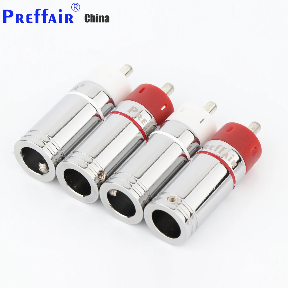 R1723 Preffair 4 Stück Star Line versilberte/vergoldete Cinch-Stecker Audiosignalanschlüsse mit Gehäuseln aus Aluminiumlegierung – Detail 8