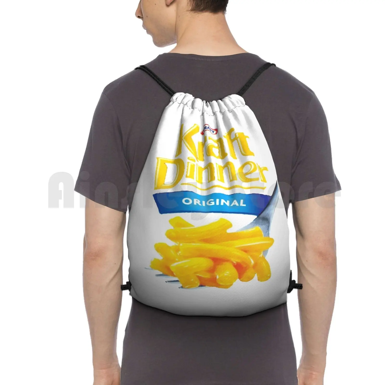 Kraft Dinner Backpack Drawstring Bag Riding Climbing Gym Bag  Hipster Kraft Dinner Cheese Retro Cheap Carbs Cute Cool Funny