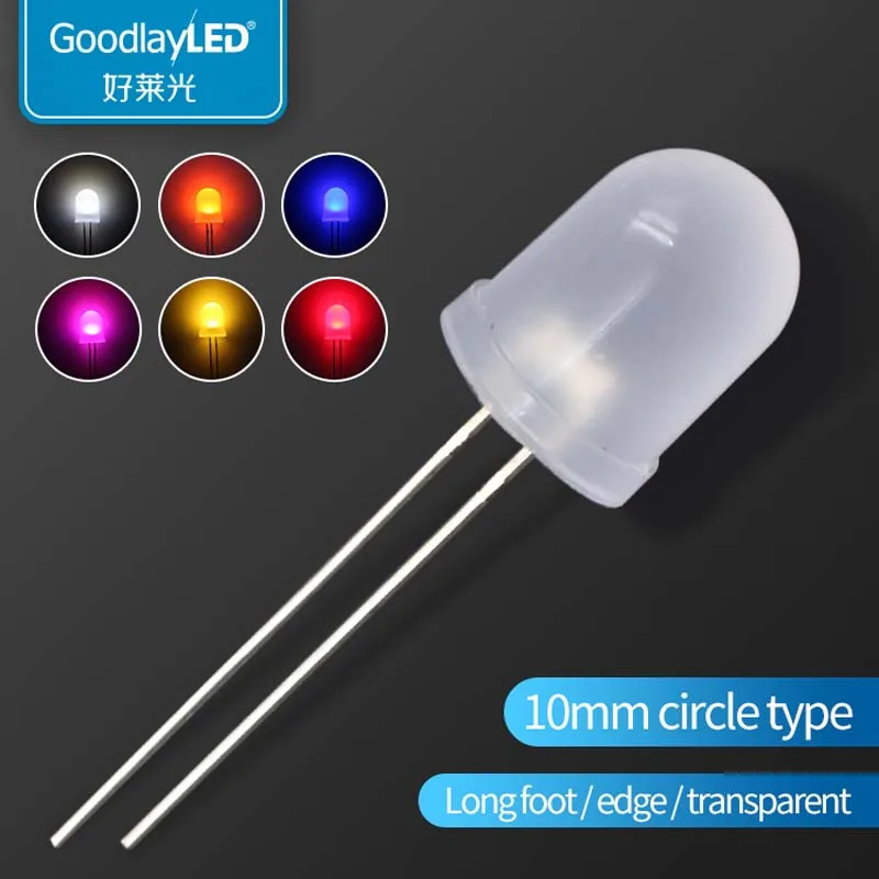 1000PCS 10mm Round Head Fog Warm White Red Green Yellow White Light Emitting Diode LED