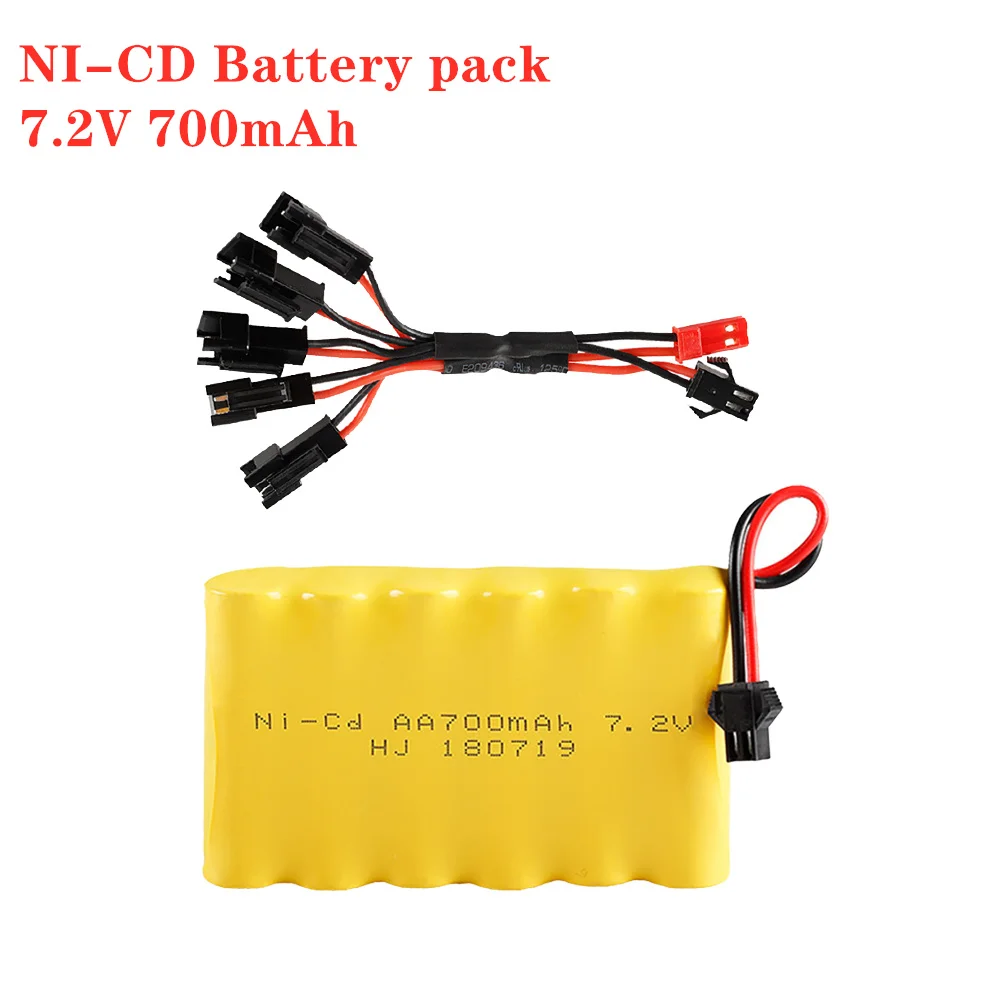 7.2V 700Mah Nicd Oplaadbare Batterij + Usb Oplader Voor Rc Speelgoed Auto Boot Pistool Tank Trein Onderdelen aa 7.2V Batterij Sm Plug