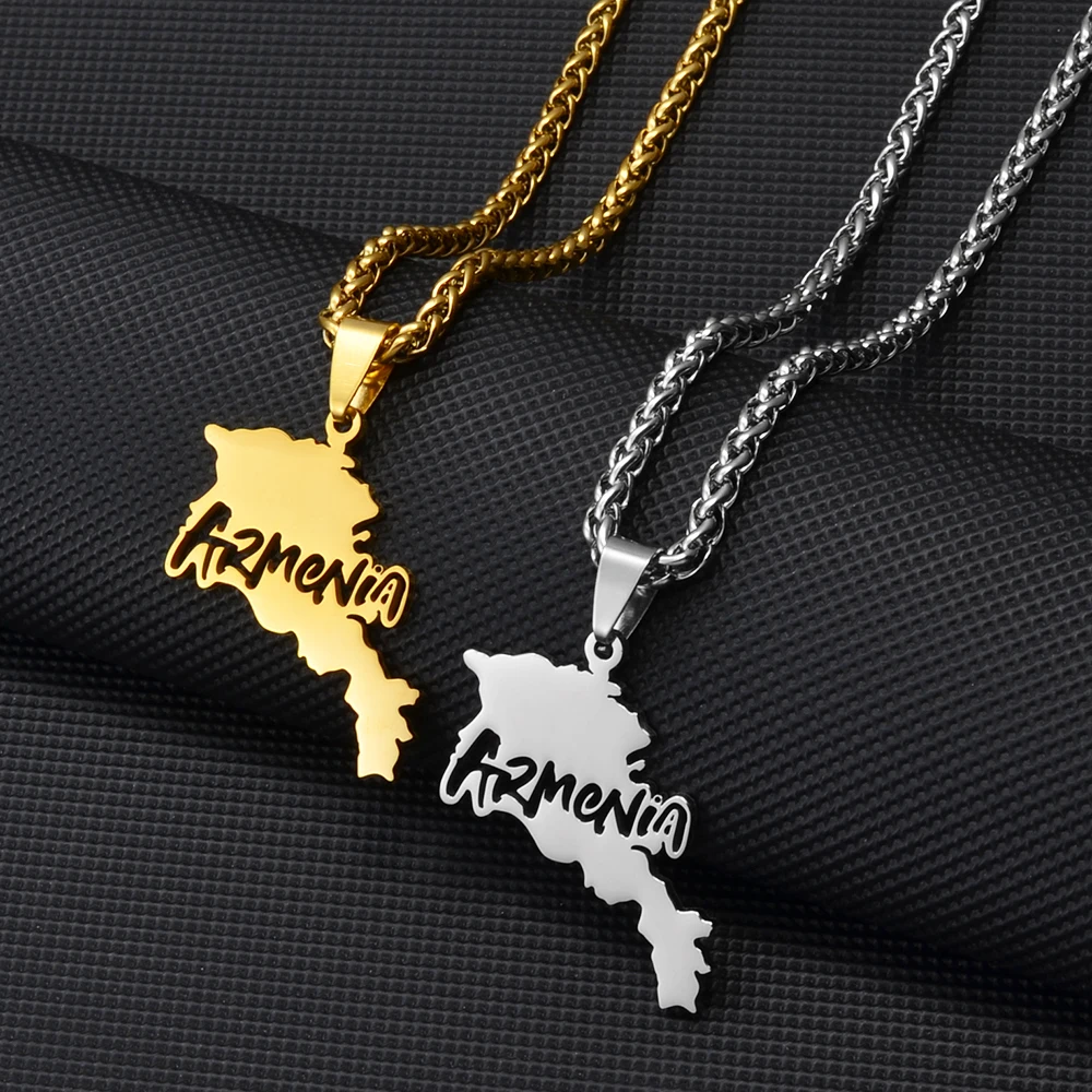 Anniyo Armenia Map Pendant Necklaces Armenians Maps Gold Color Silver Color Jewelry Girls New Design  #268321