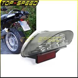 Luz trasera de motocicleta, luz LED de freno trasero, lámpara trasera para BMW R1200GS F800 F650 GS R S ST, lente transparente, luz de matrícula, marca E