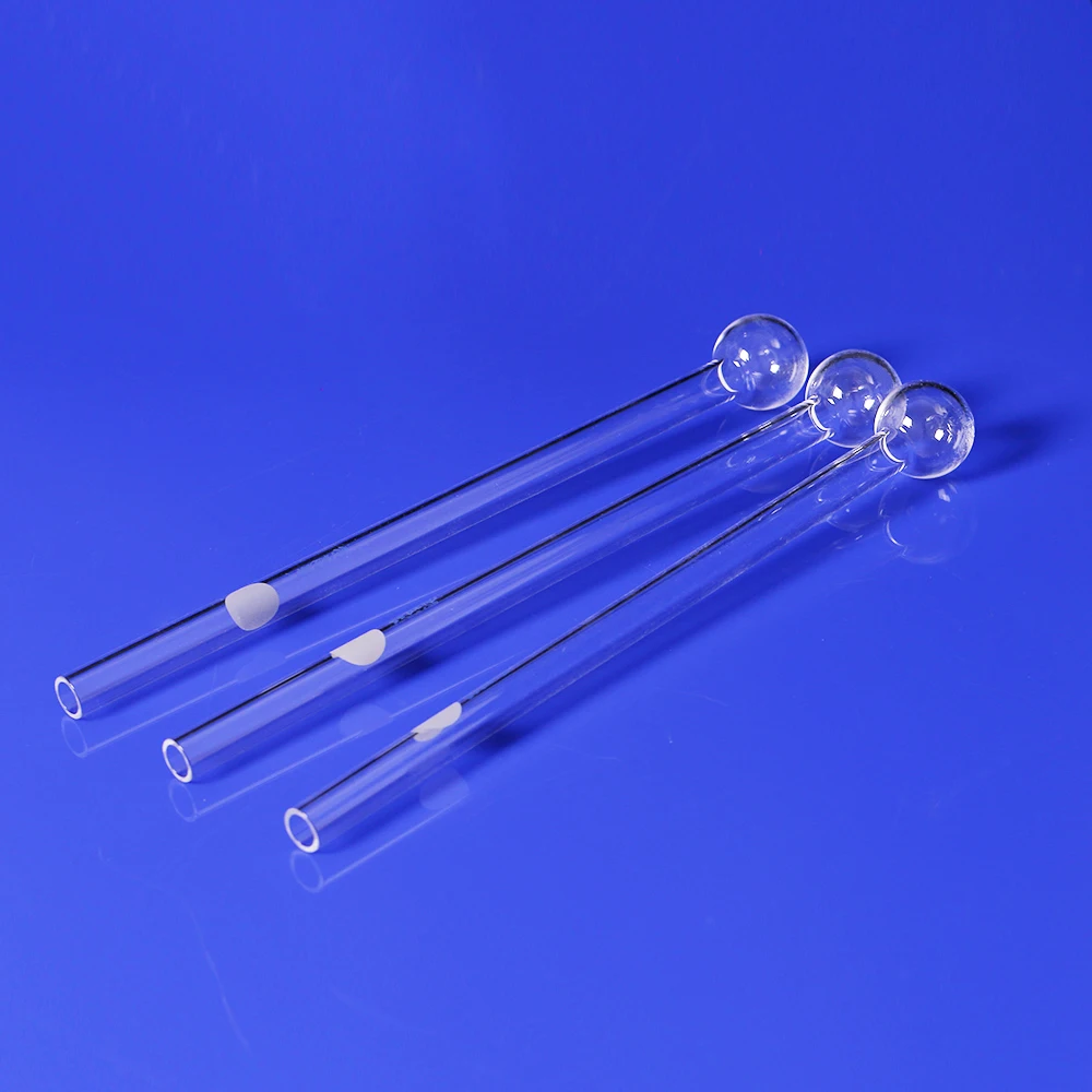 Transparent Ball Shape End Quartz Glass BET Test Sample Tube OD 12.7mm*Thickness1.6mm* Length 230mm*10 pieces