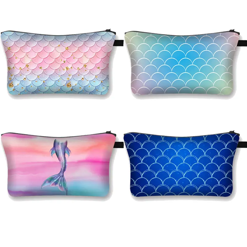 

Women Mermaid Cosmetic Bag Large Capacity Storage Bag Zipper Canvas Student Pencil Case Cosmetic Case Girl's Makeup Bag