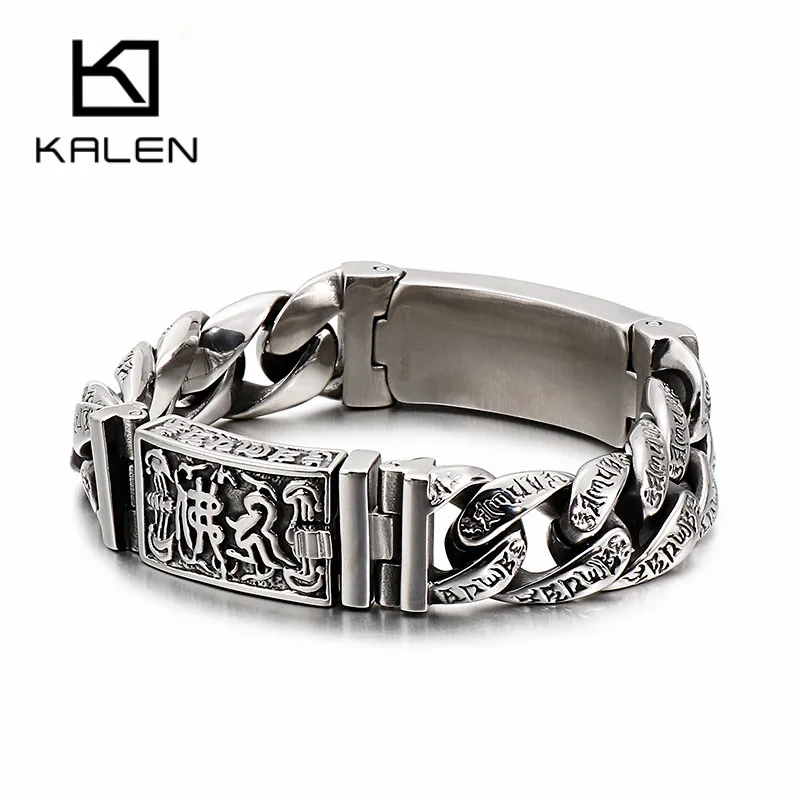 Kalen Punk Chain Skull Bangles Stainless Steel Bracelets On Hand Men Jewelry Accessories