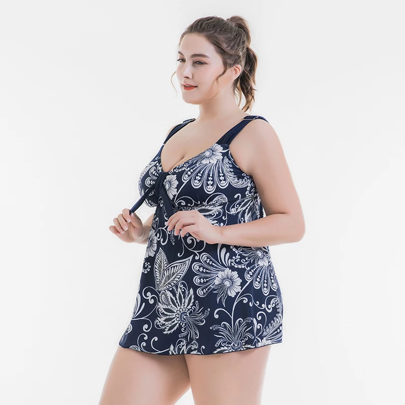 Women\'s Plus Size Swimsuit Tankini Skirt Suit Big Breasts Tummy Control Female Swimwear Two Piece Floral Swimdress Swim Suit 66