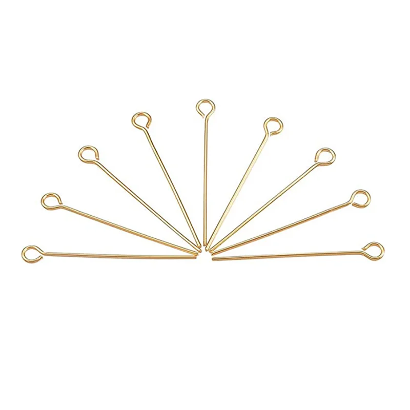 100 Pcs Gold Stainless Steel 0.6mm Gauge Hole Head Pins Eye Pin for DIY Jewelry Making Findings Length 20mm/25mm/30mm/35mm/40mm