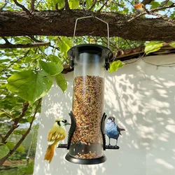 Hanging Bird Feeder Windproof Rainproof Holder Black Round Metal Style Refillable Bird Feeder Large Food Ring