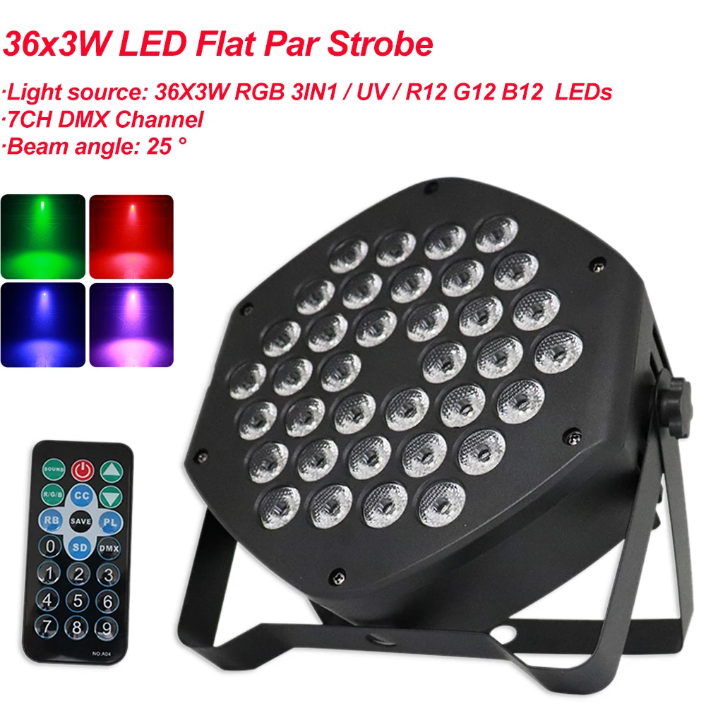 

Wireless Remote Control LED Par 36x3W RGB Wash Light DMX Controller No Noise Paty KTV Stage Professional Night Lights