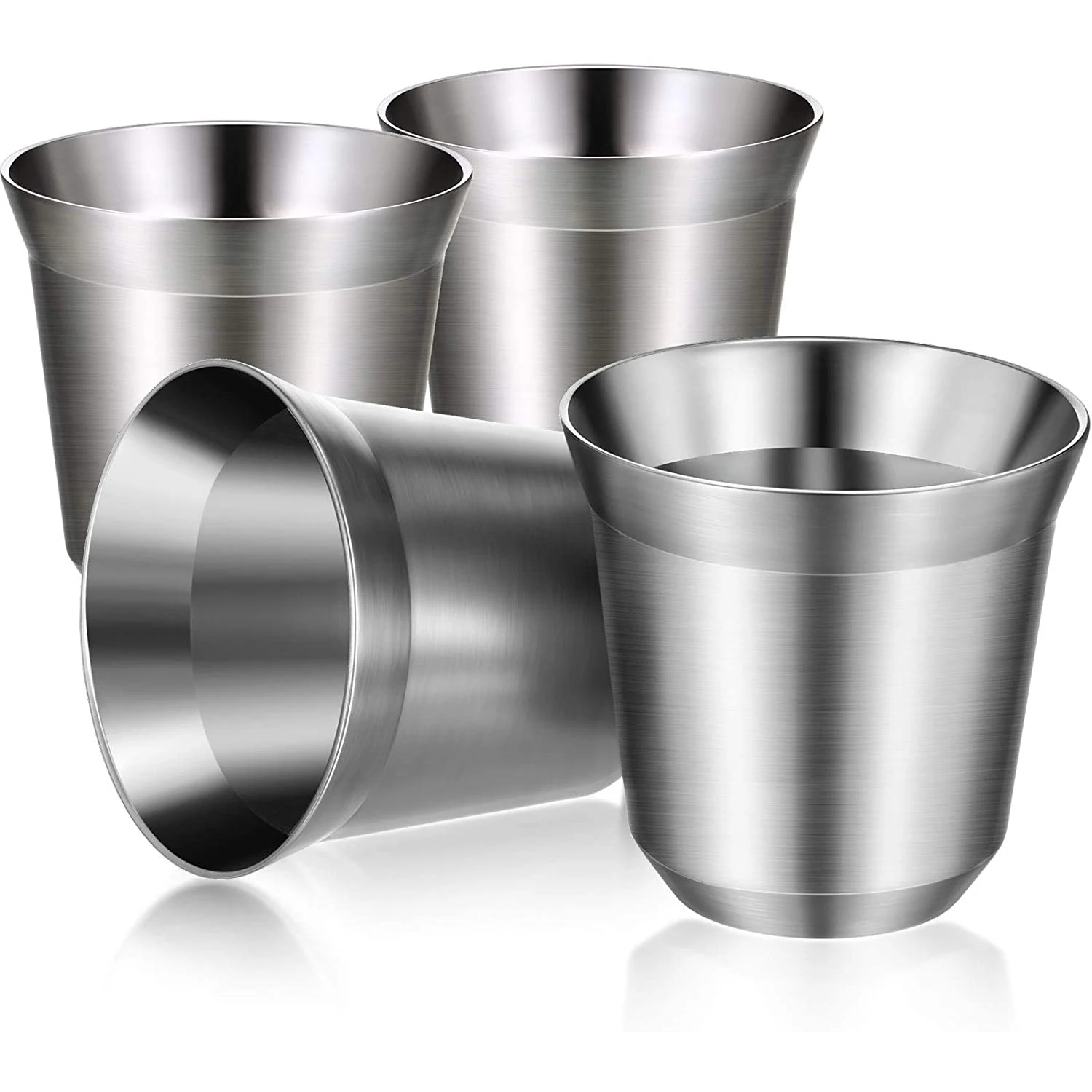 

4 Pcs Stainless Steel Espresso Coffee Cups 80 ml Double Wall Insulated Tumbler Small Cup for Indoor or Outdoor Events
