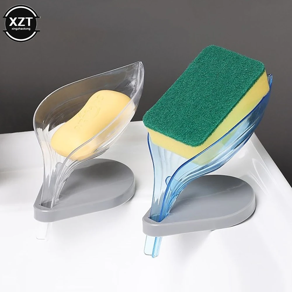 1 Pcs Bathroom Soap Holder Leaf Shape Soap Box Kitchen Dish Storage Box Non-slip Drain Soap Storage Case Bathroom Accessorie