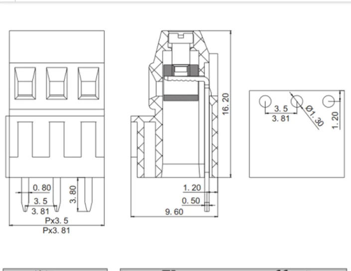 10PCS!!! KF128H/L-3.81/인라인 300V/10A 3.81mm 피치 스크류 타입 PCB 터미널 블록