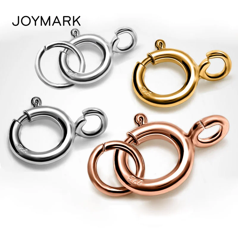 5mm 6mm 7mm 4 Colors 925 Sterling Silver Round Claw Spring Clasps With Jump Ring Jewelry Findings Components SC-CZ119