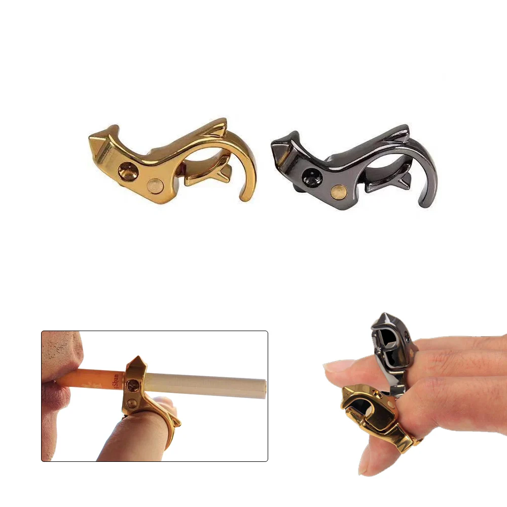 EDC Multifunctional Zinc Alloy Cigarettes Holder Anti-Smoking Self-Defense Metal Finger Tool  Outdoor Window Broken Ring