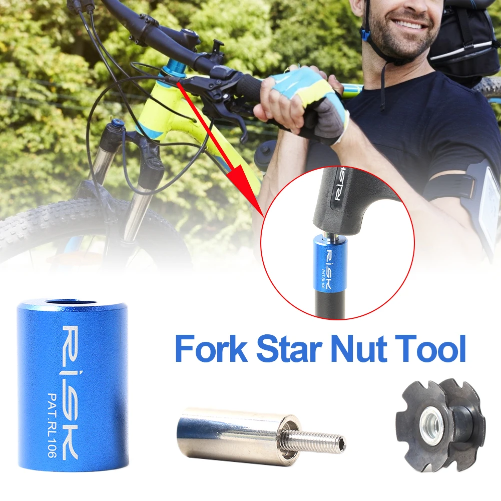 

Bicycle Front Fork Star Nut Installation Tool Bicycle Headset Tool with Spare Screws and Star Nuts Bike Sun Flower Driving Repai