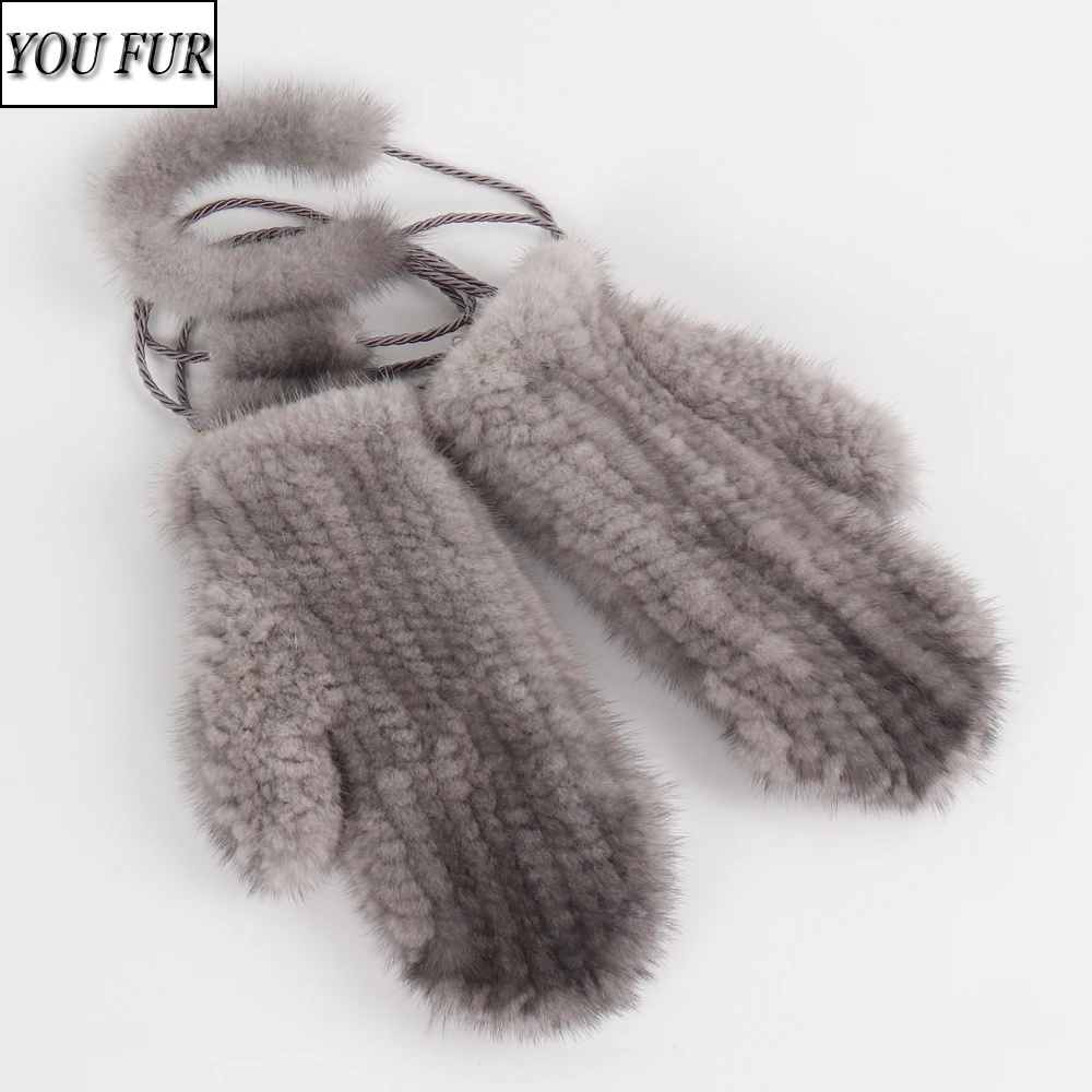 

Outdoor Warm Soft Women Real Mink Fur Gloves Girls Knitted Good Elastic Real Mink Fur Gloves Winter 100% Real Mink Fur Mittens