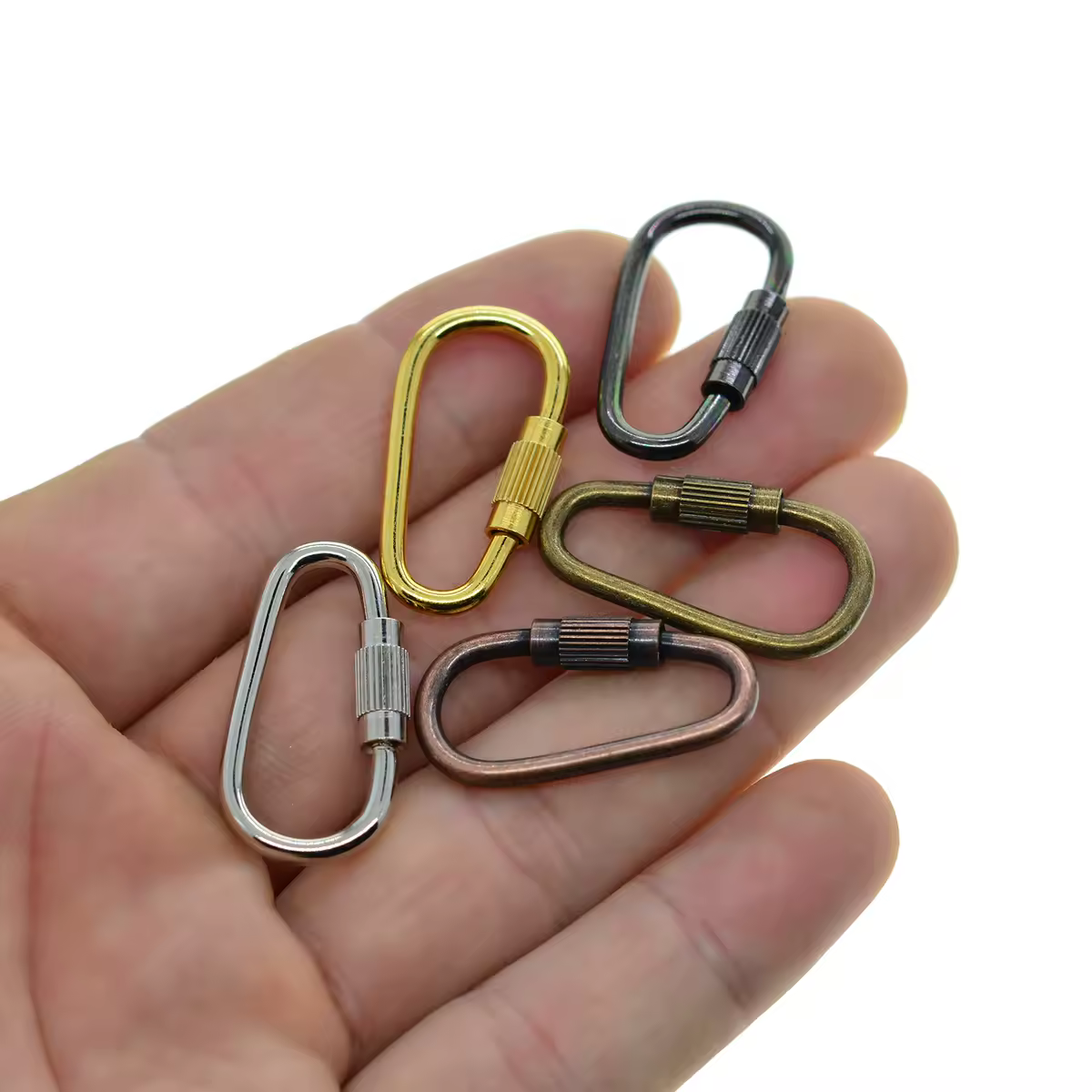 10 colores surtidos pequeño tornillo de perla de acero bloqueo mosquetón llaveros cierre gancho de seguridad llavero EDC FOB gear DIY